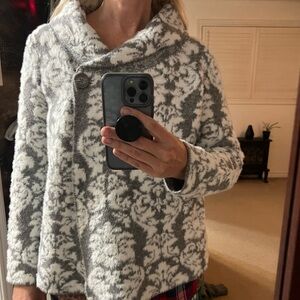 Cleo Black and White Cowl Neck Cape Sweater